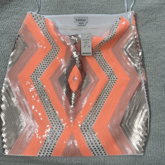 Sequin Bebe mini skirt, side zip, never worn, size medium - Picture 3 of 3